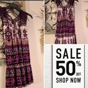 VENUS Purple/Brn/Tan Patterned Sundress. NWOT Size Medium